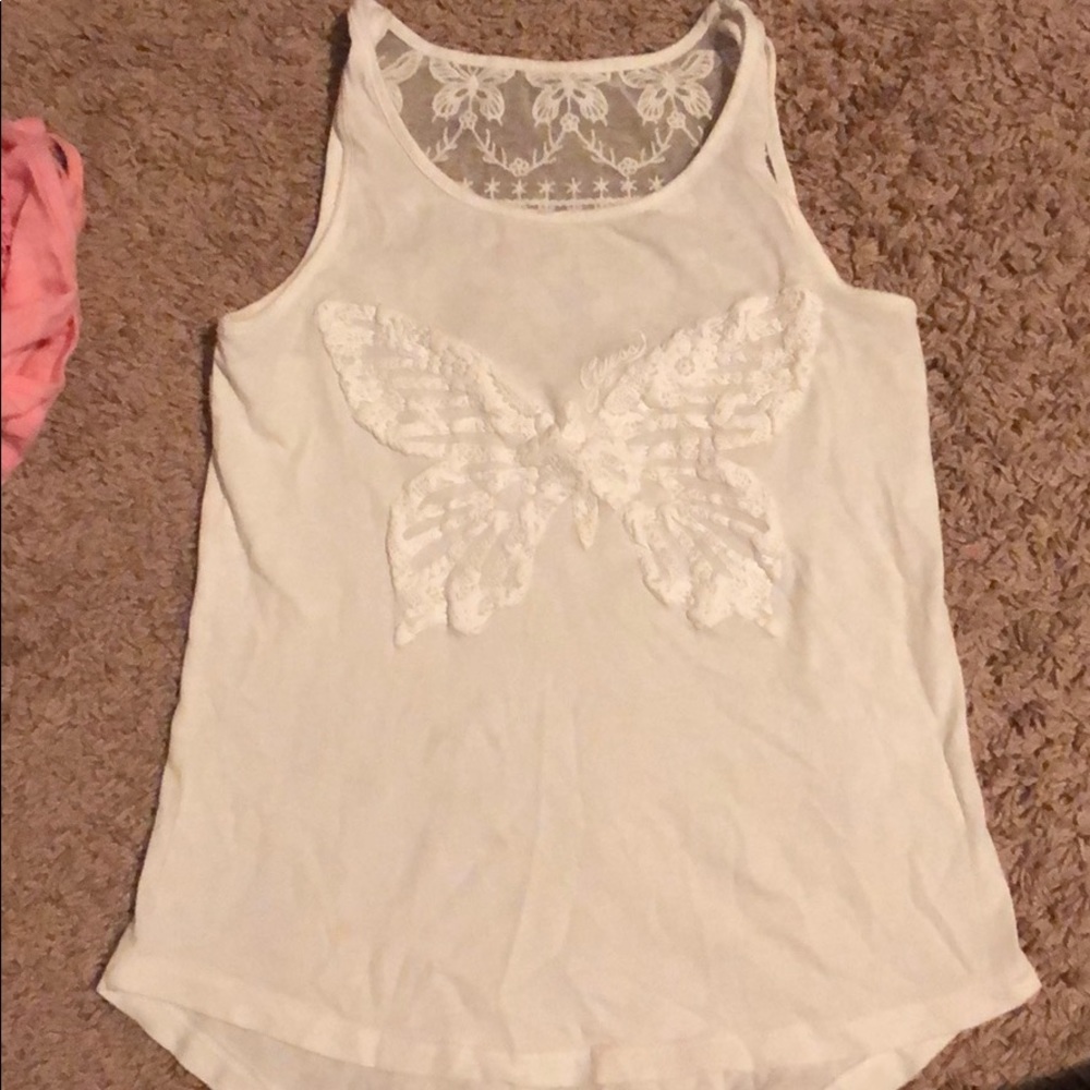 Girls lace butterfly tank